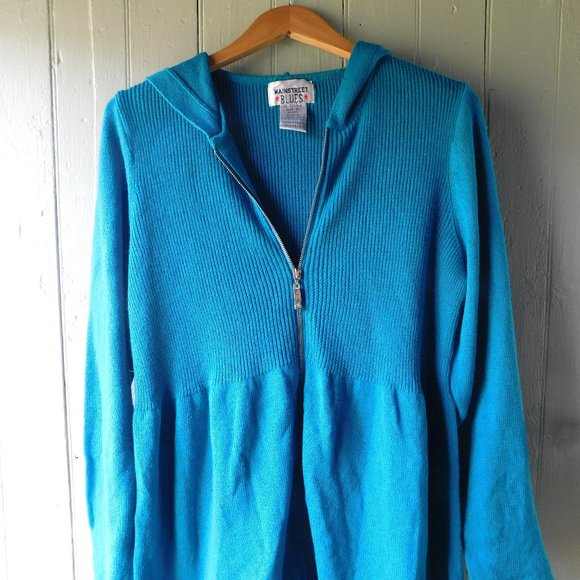 🌿 Electric Blue Sweater Hoodie Tunic - Picture 10 of 14